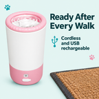 [Scale AI] usp_icons, Pink Electric Dog Paw Cleaner Cup, Rechargeable 360° Washer with Brush
