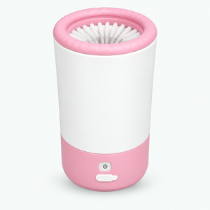[Scale AI] catalog_packshot, Pink Electric Dog Paw Cleaner Cup, Rechargeable 360° Washer with Brush
